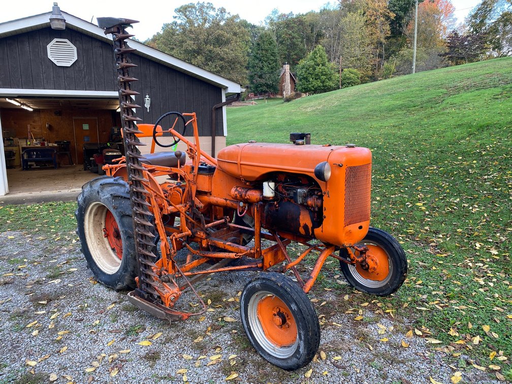 Alice Chowmers Model B Gasoline Tractor with Side Mounted Mower