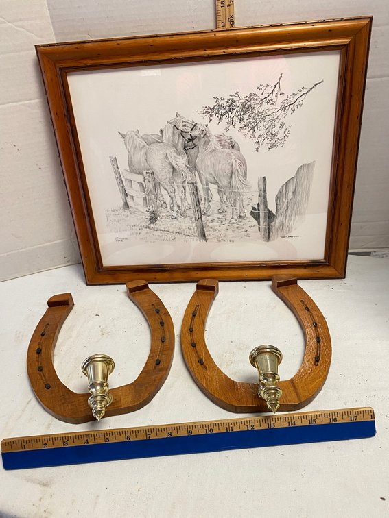 Signed and framed Print of Horses