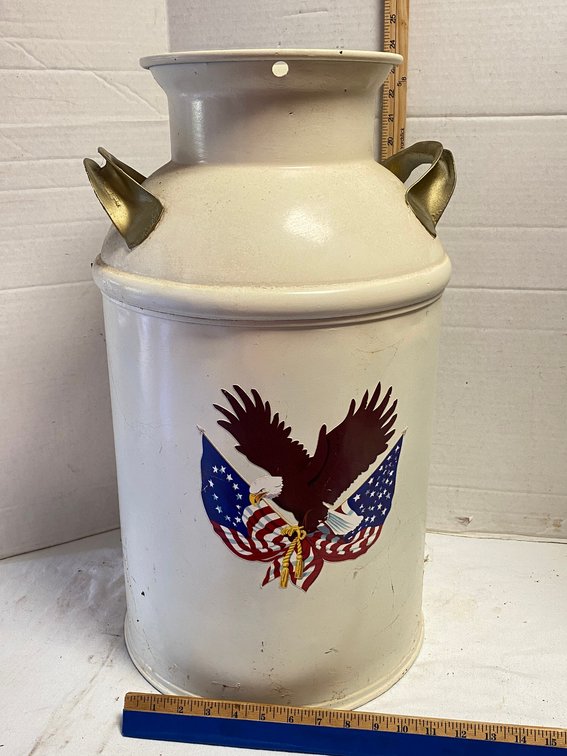 Custom Painted milk Can with a Eagle No Lid