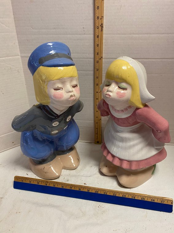 Ceramic Kissing Boy and Girl