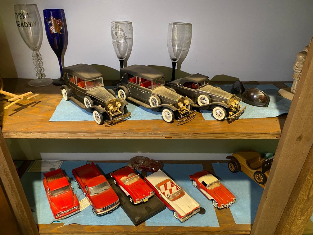 2-Shelves of Reproduction Collectable Cars