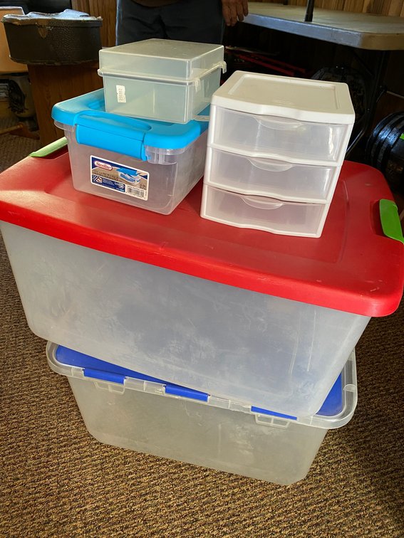 2-Totes with Lids, Smaller Containers