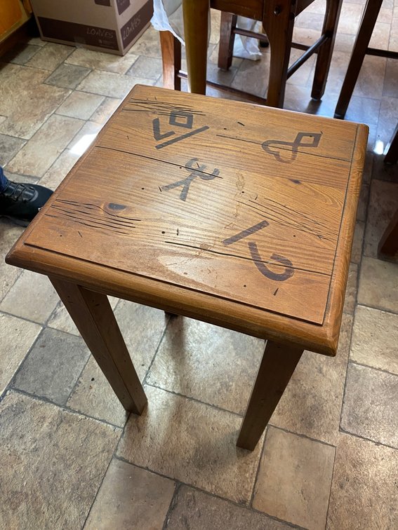 Montana Wooden Table with Native American Style Stamping