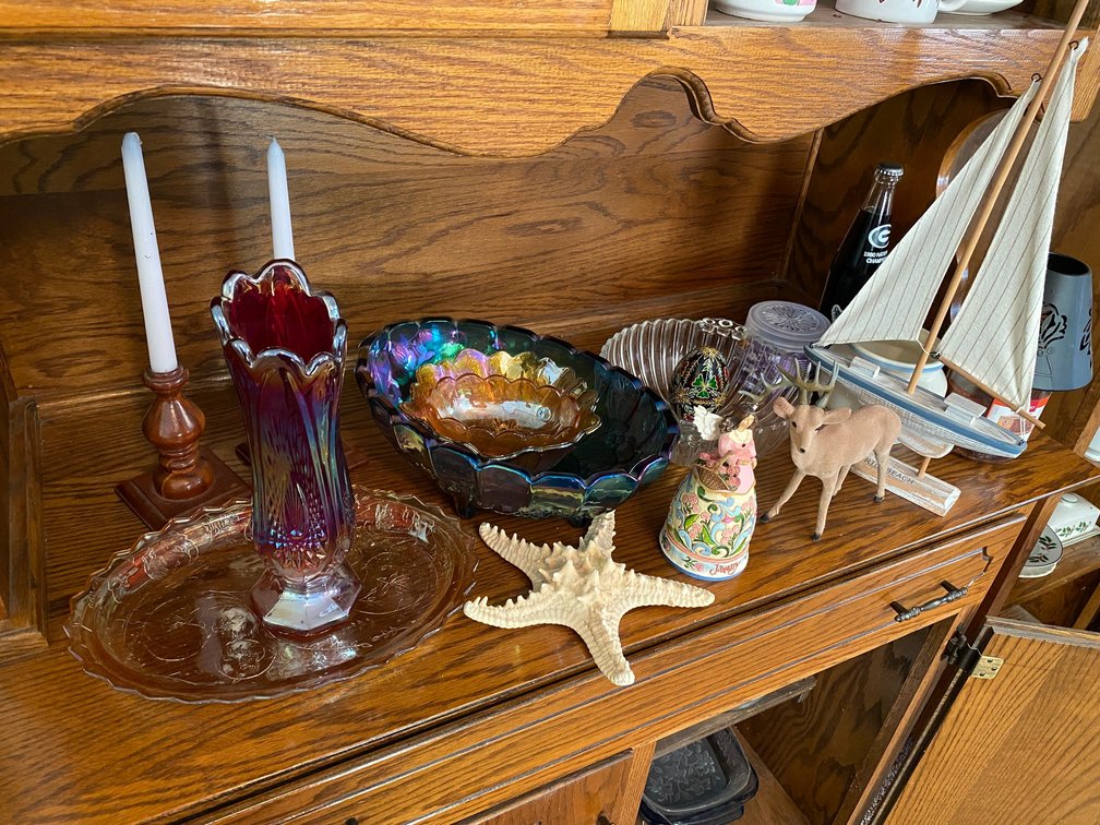Carnival Glass Style Bowl, Vase 10 inches Tall
