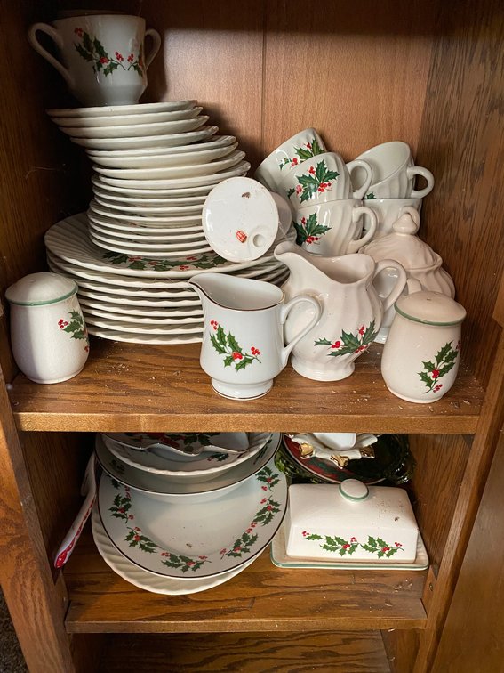 Holiday Dishes, Serving Bowls, Butter Dish, 8-Plates, Candle Sticks