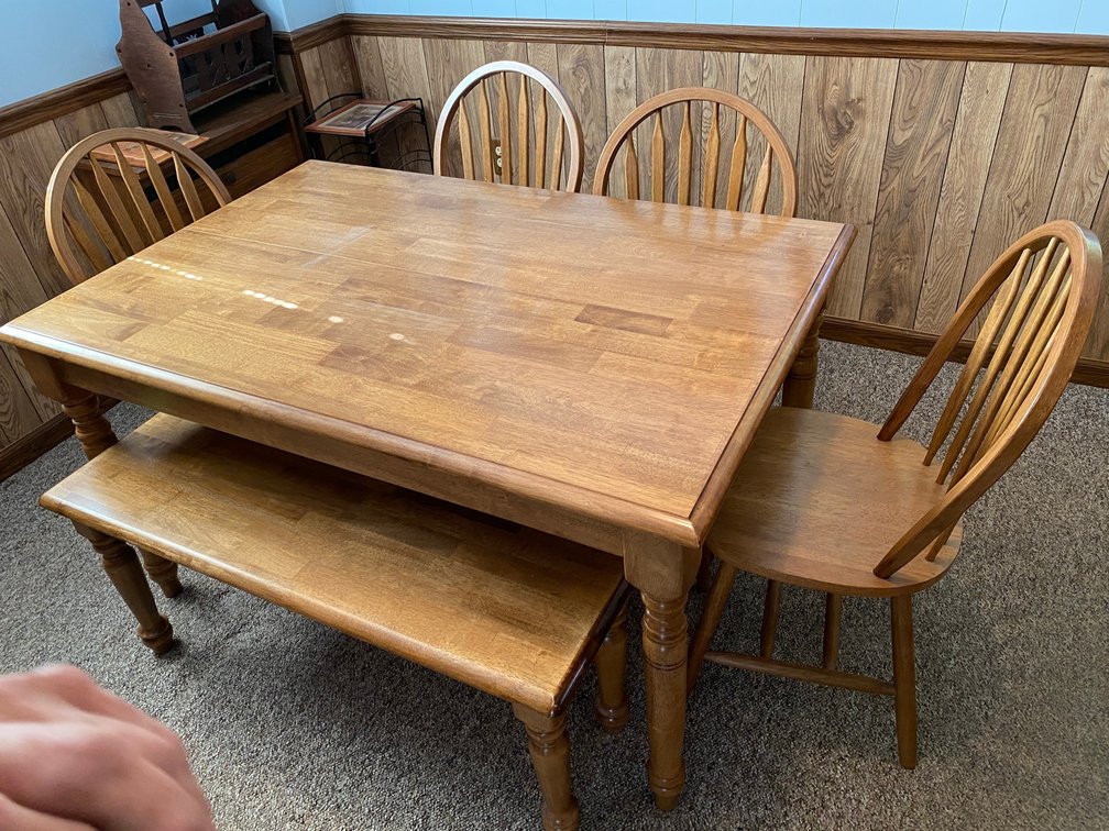 Kitchen Table with 4 Chairs, Matching Bench