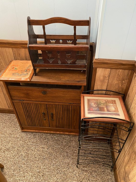 Magazine Rack, small Metal Rack, Side Cabinet, Mealtime Prayer Print