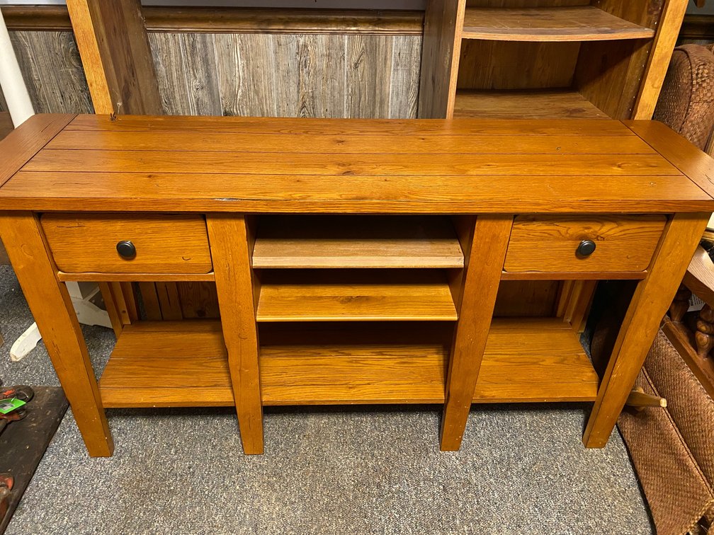 Wooden Library Table, TV Stand 2 Drawers in it
