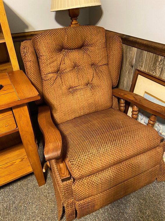 Rocker Recliner with Wooden Armrests