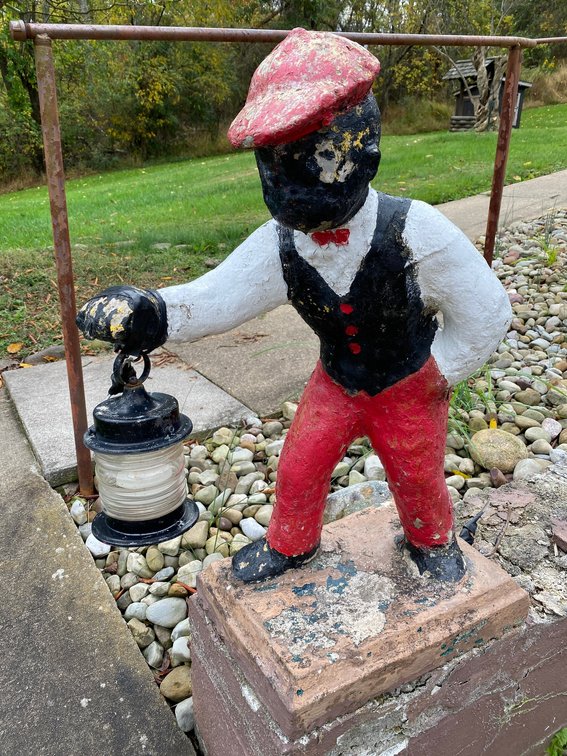 Concrete Black americana Lawn Jockey