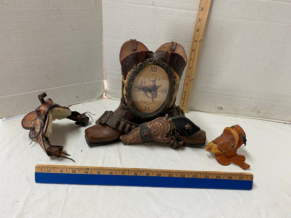 2-Miniature Saddles, Battery Operated Boot clock