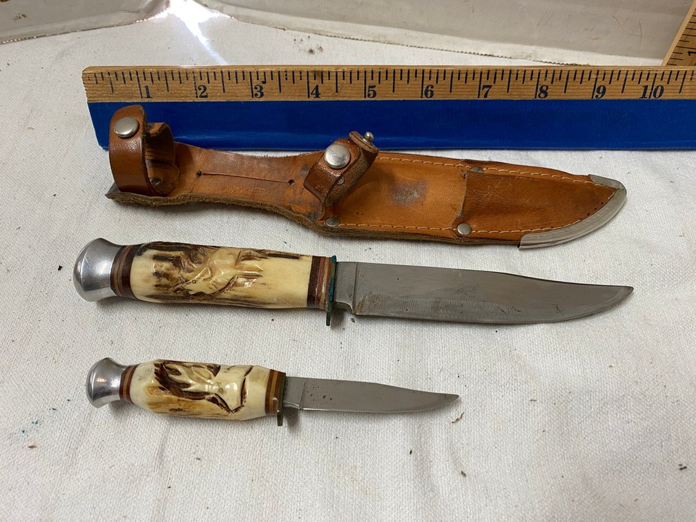 Set of Baron Knives with Carved handles