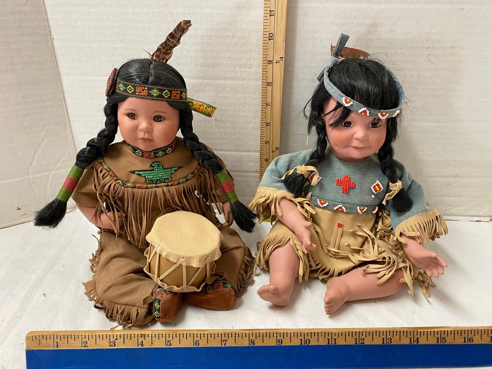 2-Native American Porcelain Dolls