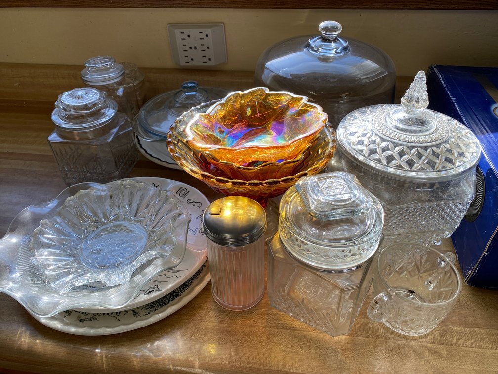 Glass Canisters, Bowls, Pie Plates