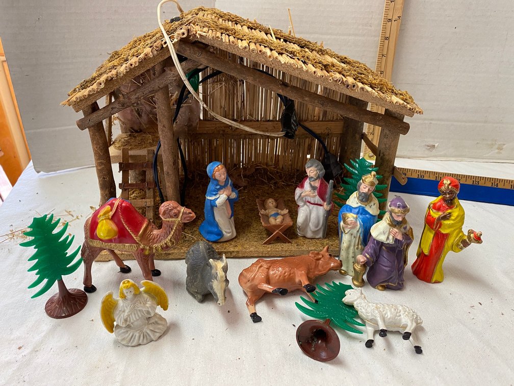 Nativity Scene with Plastic Figures