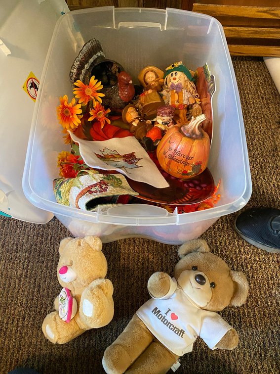 Tote with a lid of Fall and thanksgiving Decorations, Bear that says I Love Motorcraft