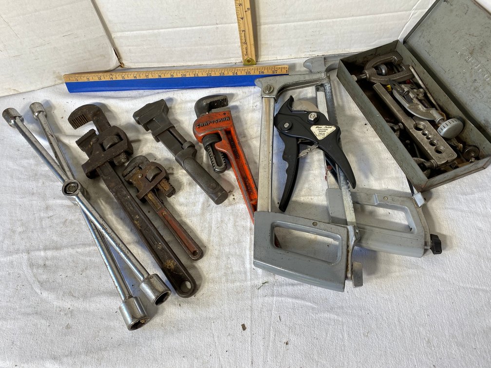 Pipe Wrenches, Hack Saws, Blue Point Tubing Cutter, Flaring Tool