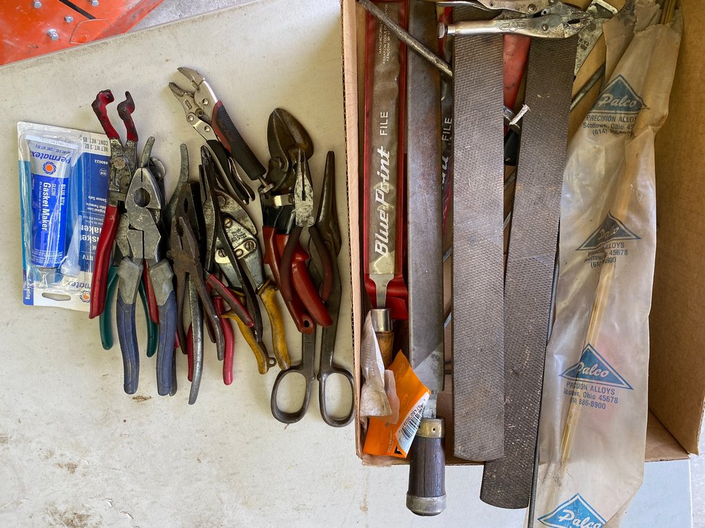 Pliers, Tin Snips, Blue Point Files, Gasket Maker