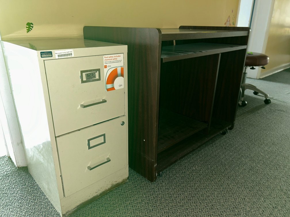 37x30x24 Multi Media Cart, 2-Drawer Metal Filing Cabinet