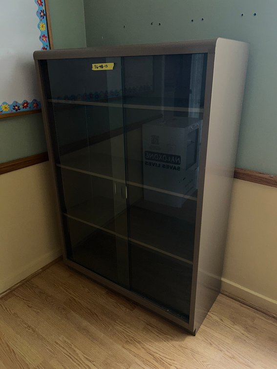Metal 36x48x15 Book shelf with Glass Sliding Doors