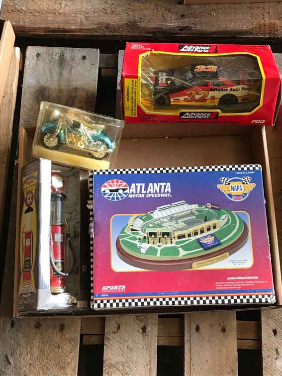 Atlanta Motor speedway Replica, Gas Pump replica, Die Cast Car, Motorcycle