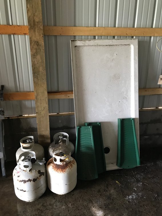4-Propane Tanks, Shower Stall Floor, Rain Gutter Attachments