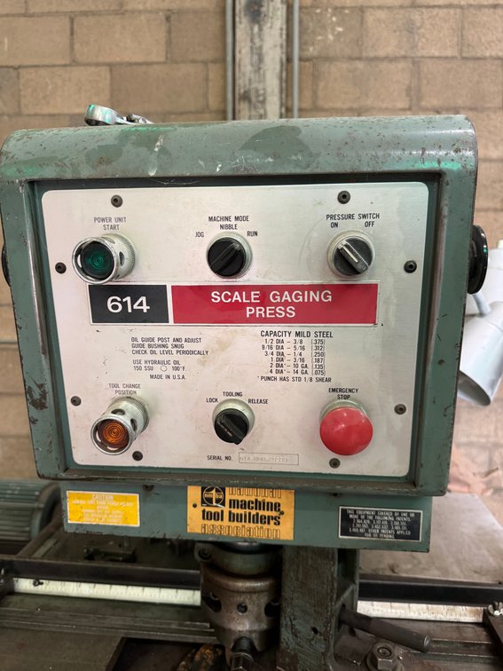 W A Whitney Model 614 Hydraulic Punch Press