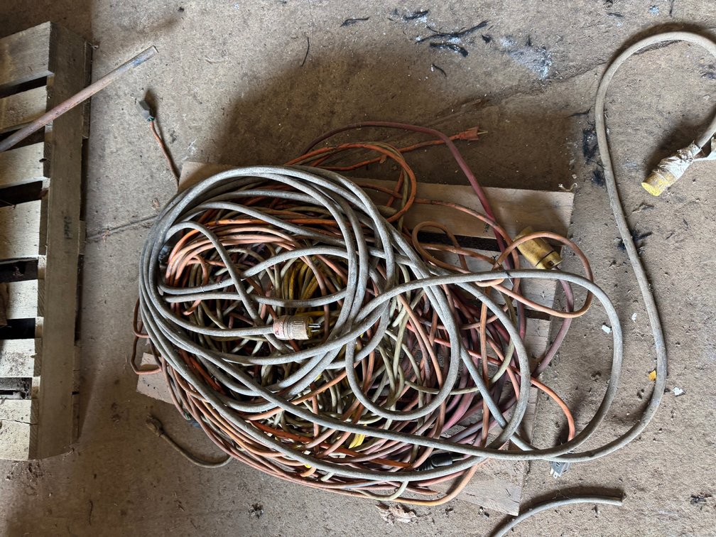 Large Lot of Industrial Extension Cords, Assorted Cables