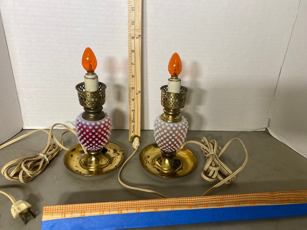 2 Fenton Hobnail electric lights