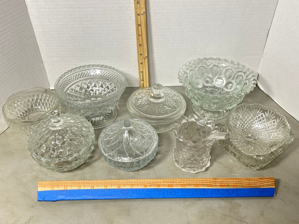 Glass bowls, covered dishes