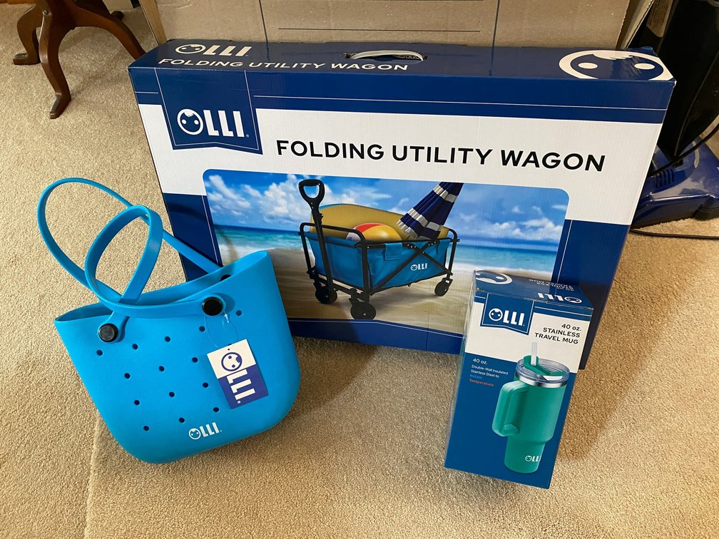 Lli. folding utility wagon with matching bag and 40 oz. stainless travel mug-Never used