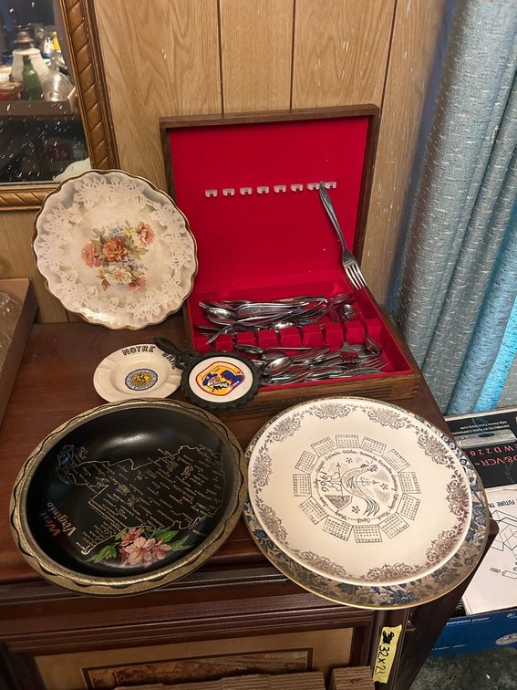 Flatware set, plates, decorative items
