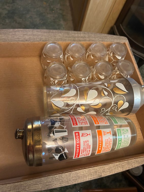 Martini mixers, glassware