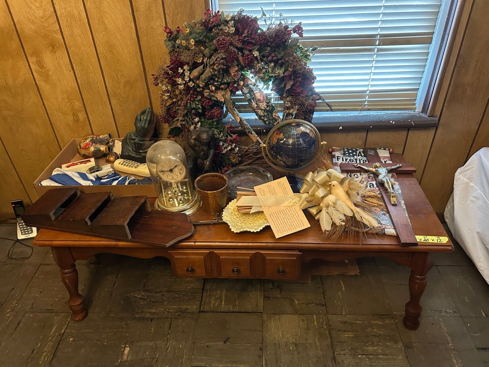 Coffee table with contents