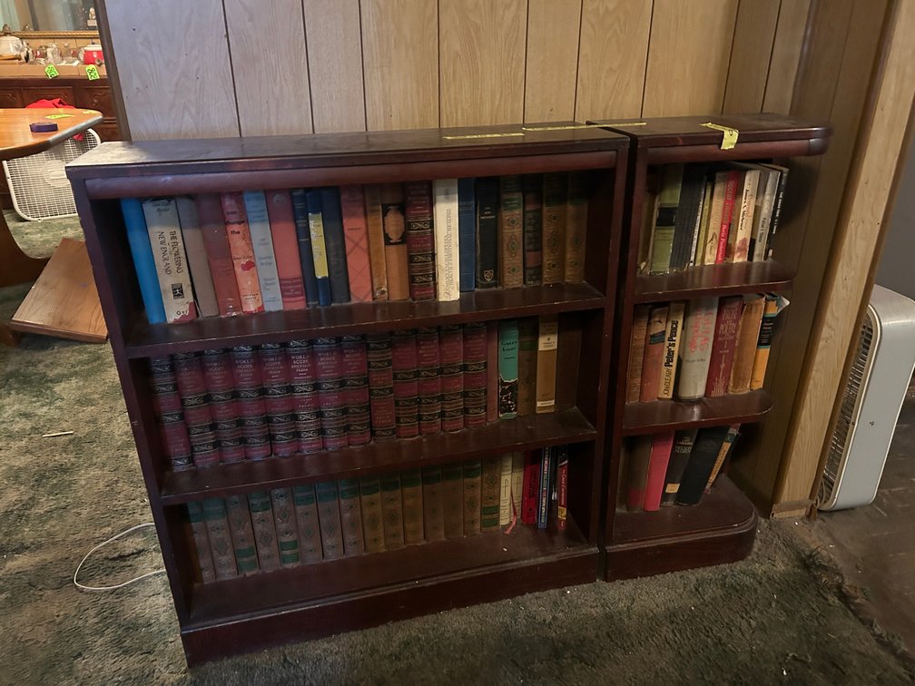 2 Wooden bookcases with all books included
