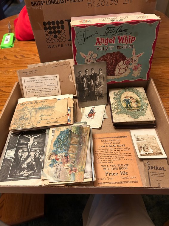 Postcards, vintage photographs, old letters and correspondence, misc.