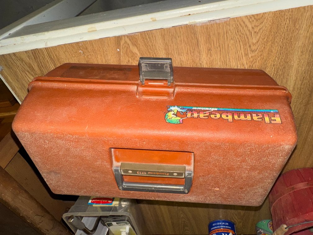 Vintage orange Flambeau tackle box