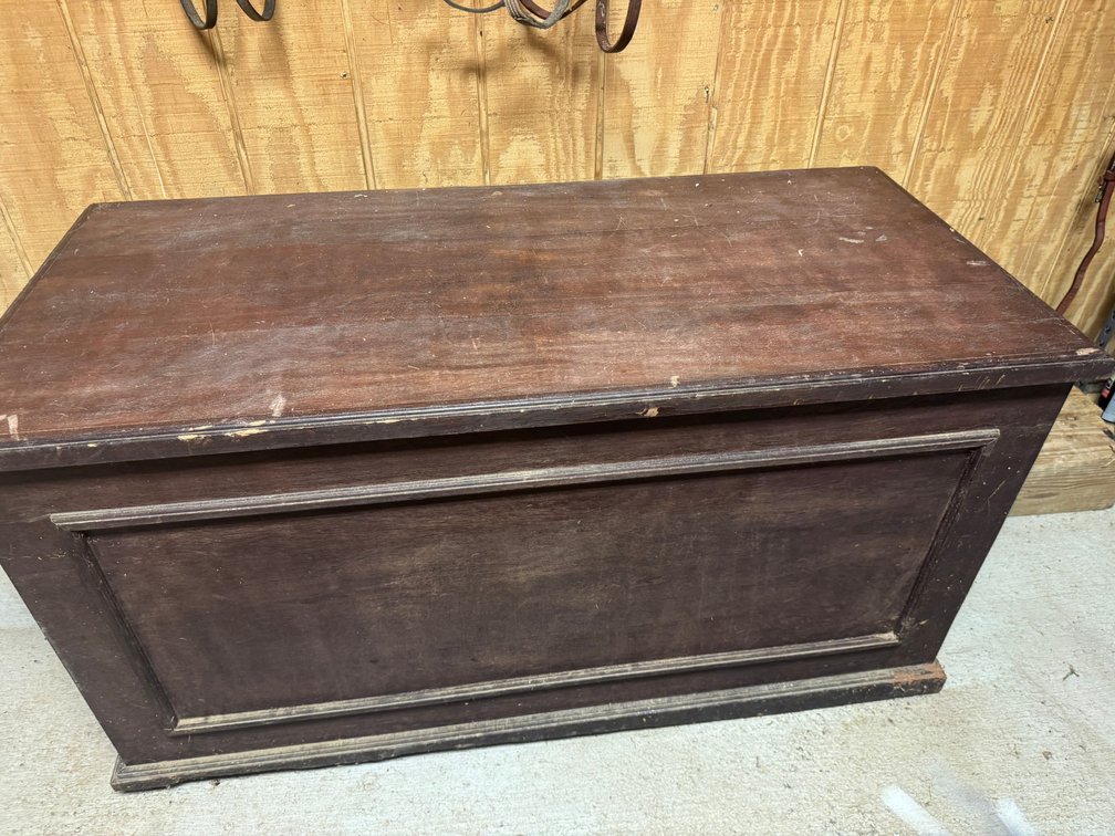 Dark stained wooden chest