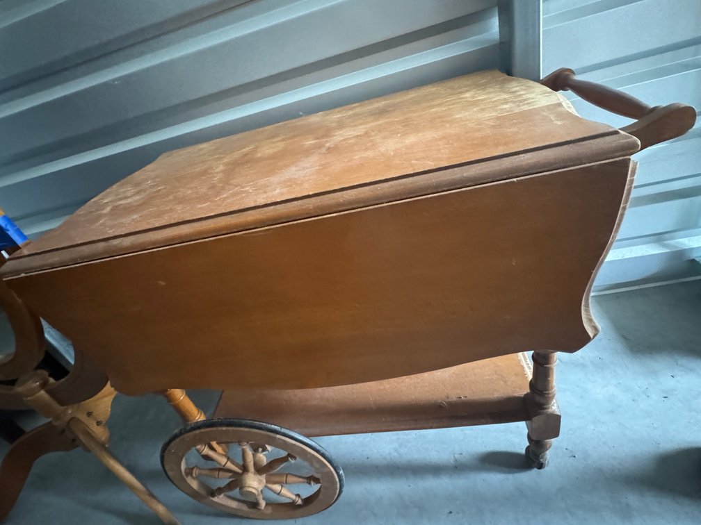 Tea Cart with Wooden Wagon Wheel