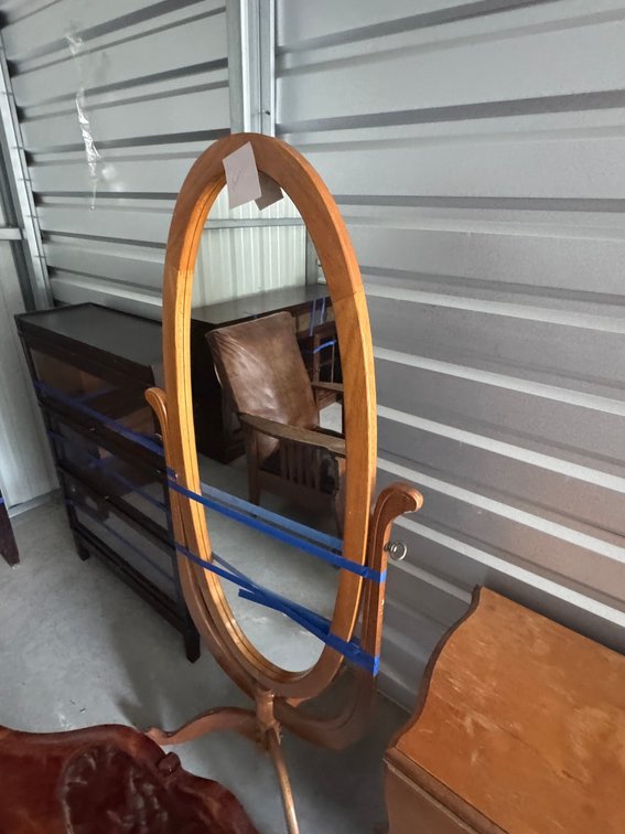 Vintage oak Cheval dressing mirror-oval free standing design