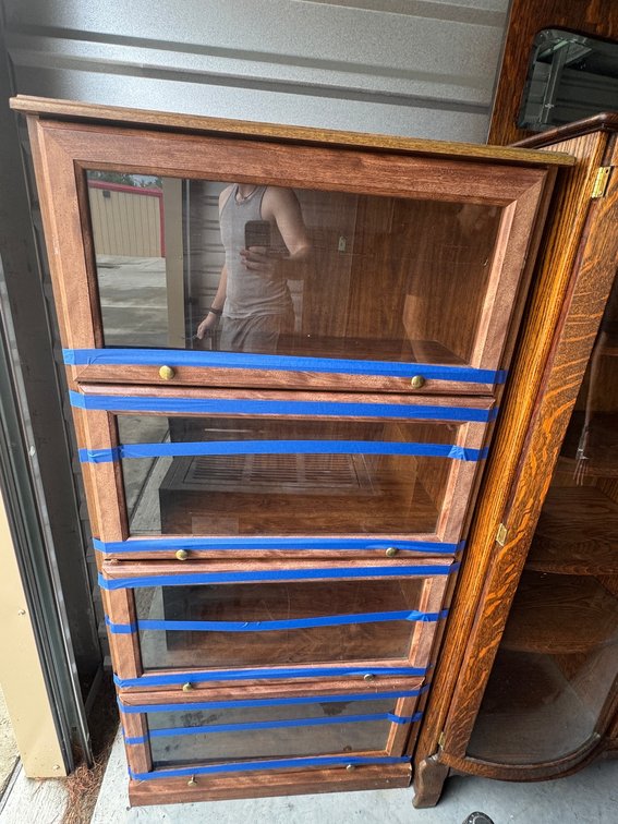 One-Piece Glass Door Cabinet with Flip-Up Doors
