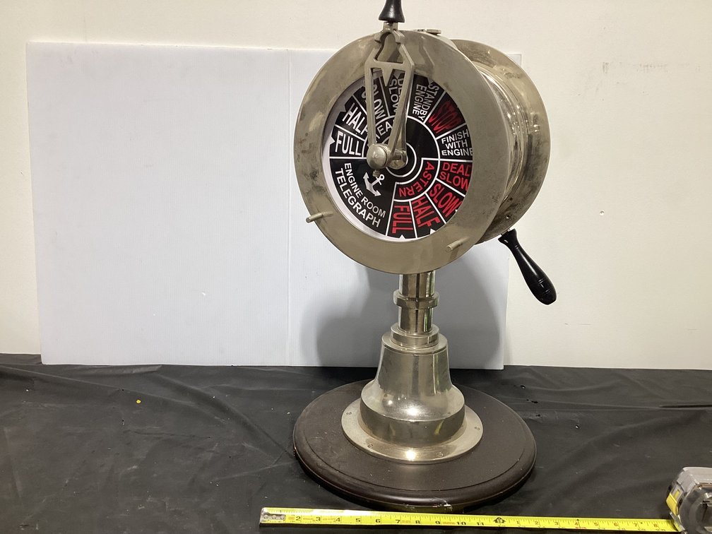 Replica of a Ships Engine Room Telegraph with a Glass Table Top Base
