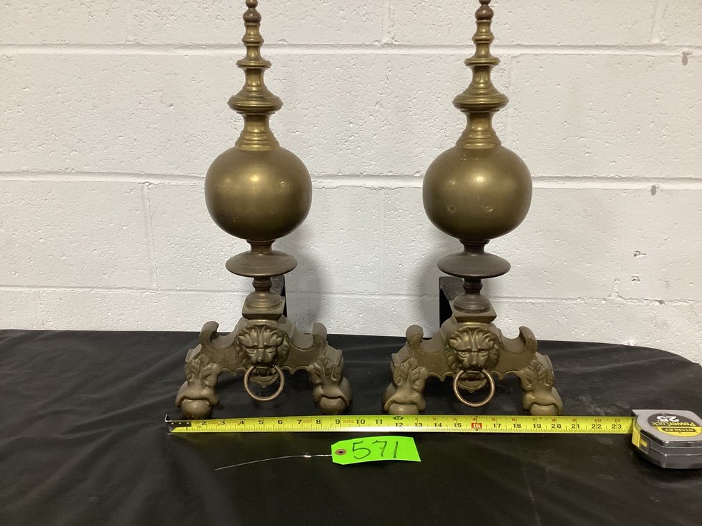 Pair of Brass Fireplace Andirons