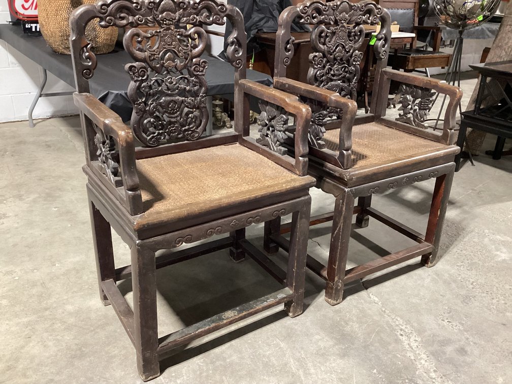 Pair of Carved Chinese Chairs