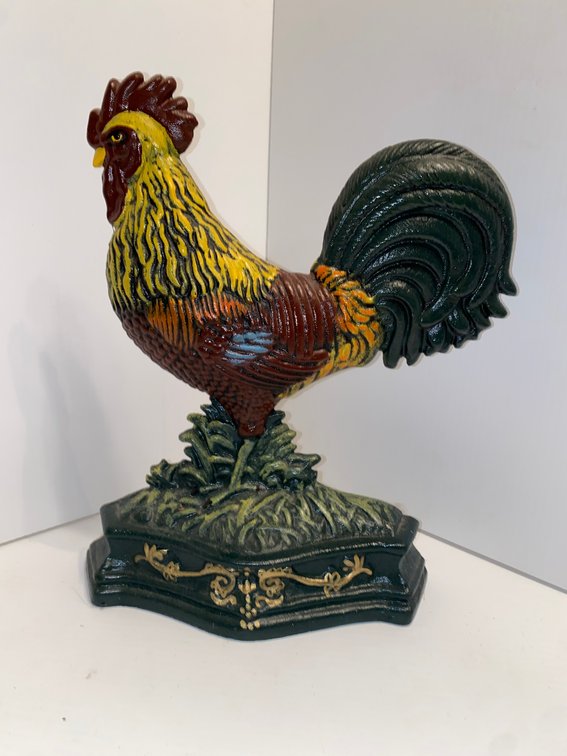 Cast iron rooster door stop