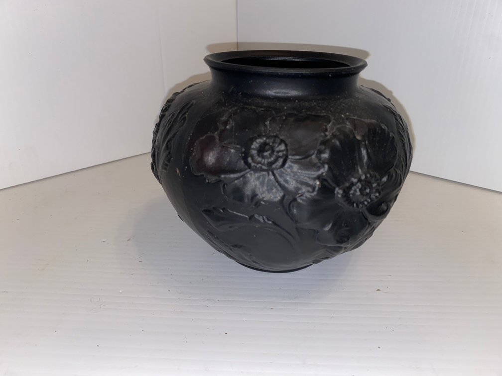 Tiffin black amethyst satin glass vase-Poppy design