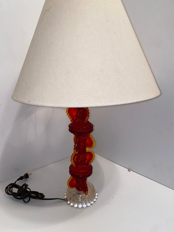 Vintage Amberina glass lamp
