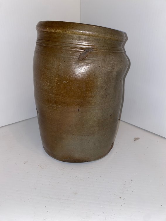 Malformed stoneware crock