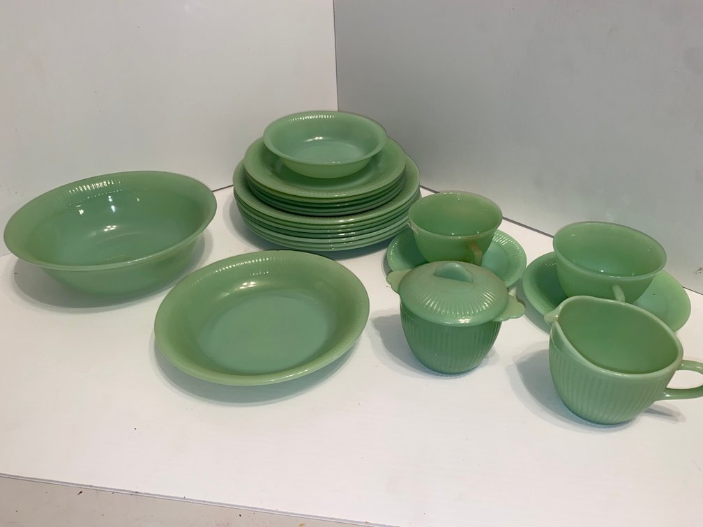 Fireking Jadeite Jane Ray dinnerware set