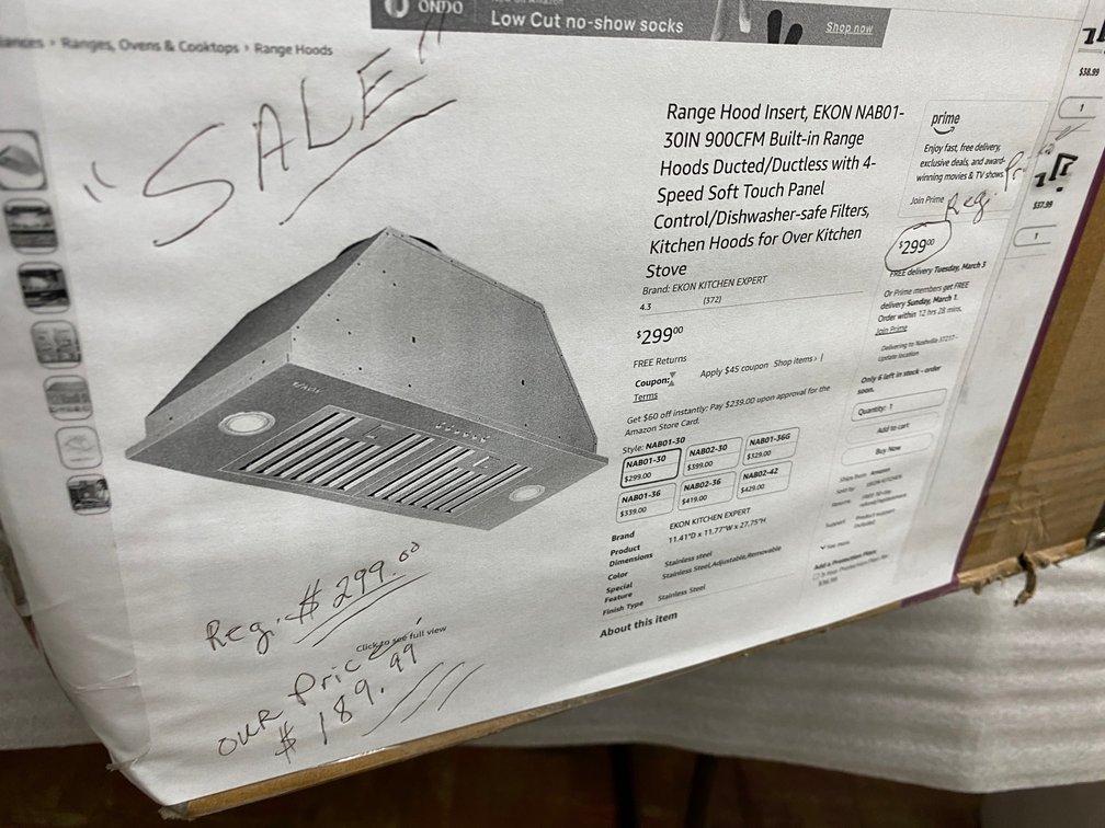 InterTech range hood insert-30"-built in range hood-duct or ductless with 4 speed soft touch control panel